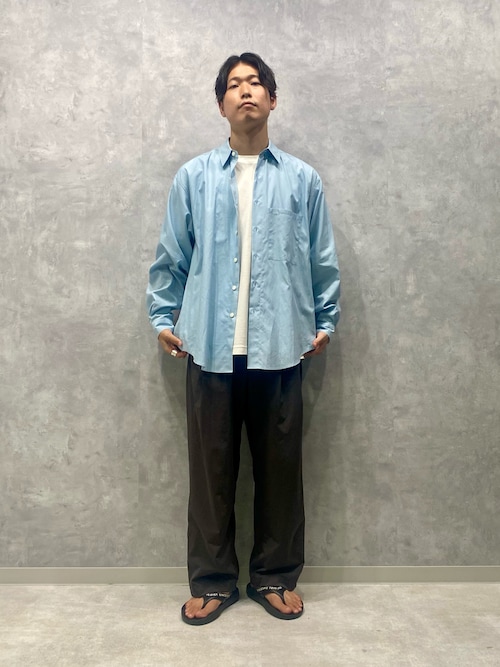 オーラリー　長袖シャツ　Washed finx twill big shirt AURALEE WASHED FINX TWILL BIG SHIRTS | Less