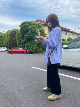 「UNIQLO（ユニクロ）のアイテム（その他パンツ、ブラック系）」を使った、つんつるてんさん（レディース・161cm）の春コーディネート