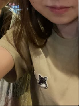 「Maison Kitsune（メゾンキツネ）のDOUBLE FOX HEAD PATCH CLASSIC TEE-SHIRT（Tシャツ/カットソー、ベージュ系）」を使った、つんつるてんさん（レディース・161cm）の春コーディネート