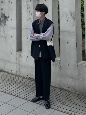 「MONKEY TIME（モンキータイム）のアイテム（ベスト）」を使った、KOTAさん（メンズ・177cm）の春コーディネート