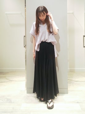 「ロングヘア」｜「アイテム（サンダル）」を使った、shihoさん（レディース・158cm）の夏コーディネート