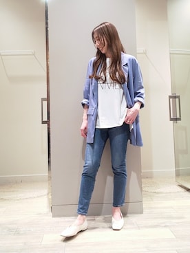 「ロングヘア」｜「アイテム（パンプス）」を使った、shihoさん（レディース・158cm）の春コーディネート