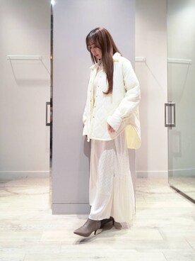 「ロングヘア」｜「アイテム（ブルゾン）」を使った、shihoさん（レディース・158cm）の冬コーディネート