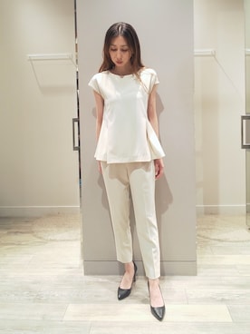 「ぺプラムトップス」｜「アイテム（ワンピース/ドレス）」を使った、shihoさん（レディース・158cm）の夏コーディネート