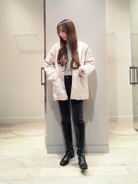 「ロングヘア」｜「アイテム（ブルゾン）」を使った、shihoさん（レディース・158cm）の冬コーディネート
