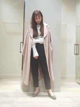 「ロングヘア」｜「アイテム（ステンカラーコート）」を使った、shihoさん（レディース・158cm）の冬コーディネート