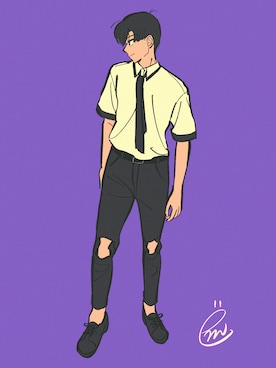 「G.O.C（ジーオーシー）のアイテム（デニムパンツ）」を使った、ëmirikaさん（メンズ・180cm）の夏コーディネート