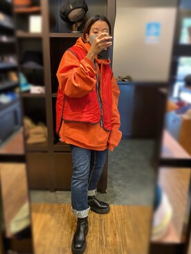 パーカー オレンジ系 を使った メンズライク の人気ファッションコーディネート Wear