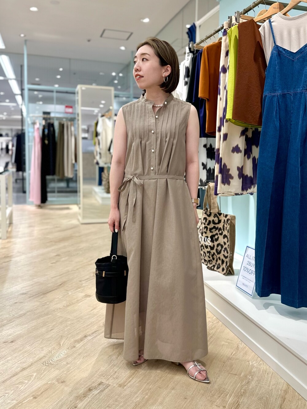 NOLLEY'S】ウォッシャブルピンタックシャツワンピース