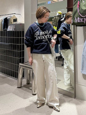 「Rie Miller（リエミラー）のアイテム」を使った、Akari Yasuiさん（レディース・145cm）の春コーディネート