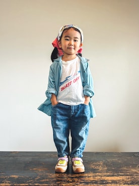 「アイテム（パンツ）」を使った、KOOOさん（キッズ・90cm）の秋コーディネート