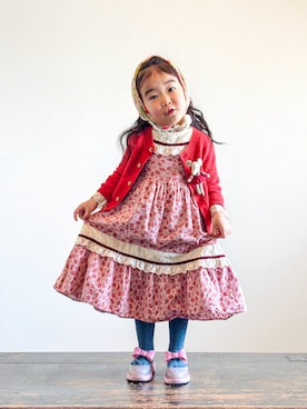 「アイテム（アクセサリー）」を使った、KOOOさん（キッズ・90cm）の春コーディネート