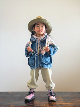 「FILA（フィラ）のアイテム」を使った、KOOOさん（キッズ・90cm）の春コーディネート