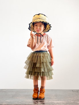 「CIAOPANIC TYPY（チャオパニックティピー）のアイテム（帽子）」を使った、KOOOさん（キッズ・90cm）の夏コーディネート