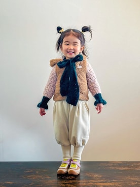 「BeBe（ベベ）のアイテム」を使った、KOOOさん（キッズ・90cm）の冬コーディネート