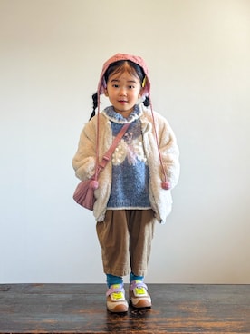 「Handmade（ハンドメイド）のアイテム」を使った、KOOOさん（キッズ・90cm）の冬コーディネート