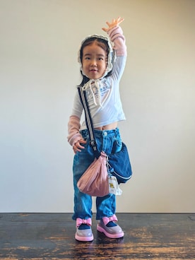 「アイテム（Tシャツ/カットソー）」を使った、KOOOさん（キッズ・90cm）の秋コーディネート