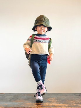 「アイテム（トップス）」を使った、KOOOさん（キッズ・90cm）の秋コーディネート