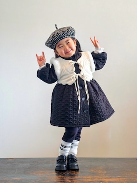 「H&M（エイチ・アンド・エム）のアイテム（帽子）」を使った、KOOOさん（キッズ・90cm）の冬コーディネート