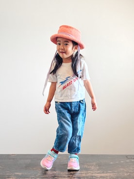 「VINTAGE（ヴィンテージ）のアイテム（Tシャツ/カットソー）」を使った、KOOOさん（キッズ・90cm）の秋コーディネート