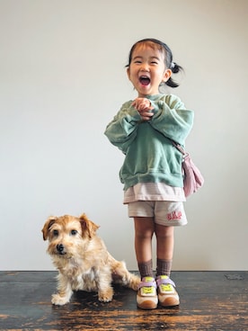「アイテム（シューズ）」を使った、KOOOさん（キッズ・90cm）の秋コーディネート