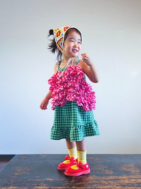 「アイテム（ヘアアクセサリー）」を使った、KOOOさん（キッズ・90cm）の夏コーディネート