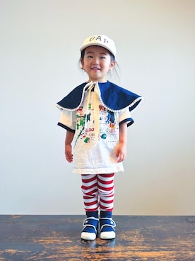 「アイテム（付け襟）」を使った、KOOOさん（キッズ・90cm）の秋コーディネート