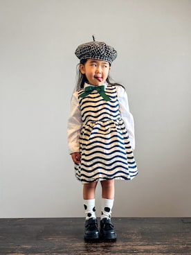 「Dr. Martens（ドクターマーチン）のアイテム」を使った、KOOOさん（キッズ・90cm）の春コーディネート