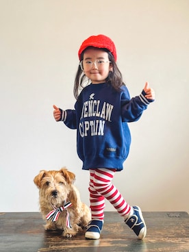 「アイテム（レギンス/スパッツ）」を使った、KOOOさん（キッズ・90cm）の冬コーディネート