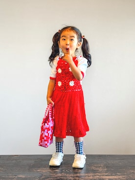 「Handmade（ハンドメイド）のアイテム」を使った、KOOOさん（キッズ・90cm）の夏コーディネート