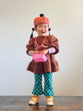 「p.premier（ピードットプルミエ）のアイテム」を使った、KOOOさん（キッズ・90cm）の冬コーディネート