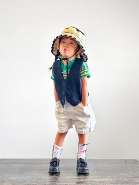 「H&M（エイチ・アンド・エム）のアイテム」を使った、KOOOさん（キッズ・100cm）の秋コーディネート