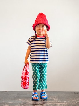 「p.premier（ピードットプルミエ）のアイテム」を使った、KOOOさん（キッズ・90cm）の夏コーディネート