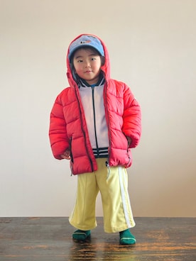 「アイテム（帽子）」を使った、KOOOさん（キッズ・90cm）の冬コーディネート