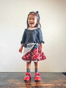 「アイテム（レッグウェア）」を使った、KOOOさん（キッズ・90cm）の秋コーディネート