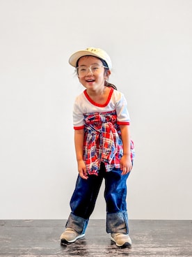「アイテム（ファッション雑貨、ホワイト系）」を使った、KOOOさん（キッズ・100cm）の秋コーディネート