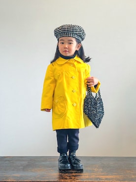 「アイテム（ハンチング/ベレー帽）」を使った、KOOOさん（キッズ・90cm）の秋コーディネート
