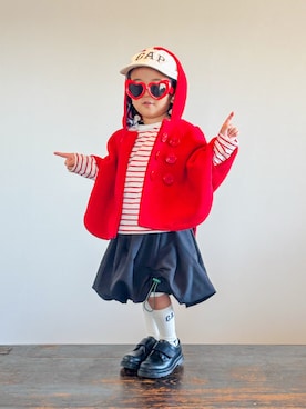 「アイテム（レッグウェア）」を使った、KOOOさん（キッズ・90cm）の秋コーディネート