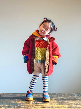 「CAMPER（カンペール）のアイテム」を使った、KOOOさん（キッズ・90cm）の冬コーディネート