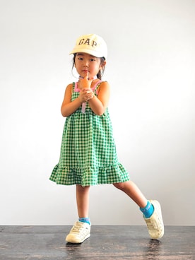 「GAP（ギャップ）のアイテム（キャップ）」を使った、KOOOさん（キッズ・90cm）の夏コーディネート