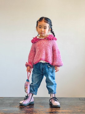 「アイテム（ヘアアクセサリー）」を使った、KOOOさん（キッズ・90cm）の冬コーディネート