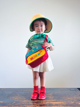 「アイテム（バッグ）」を使った、KOOOさん（キッズ・90cm）の夏コーディネート