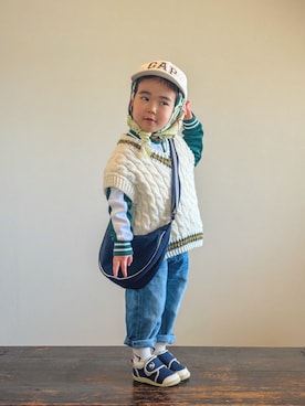 「アイテム（ジャージ）」を使った、KOOOさん（キッズ・90cm）の春コーディネート