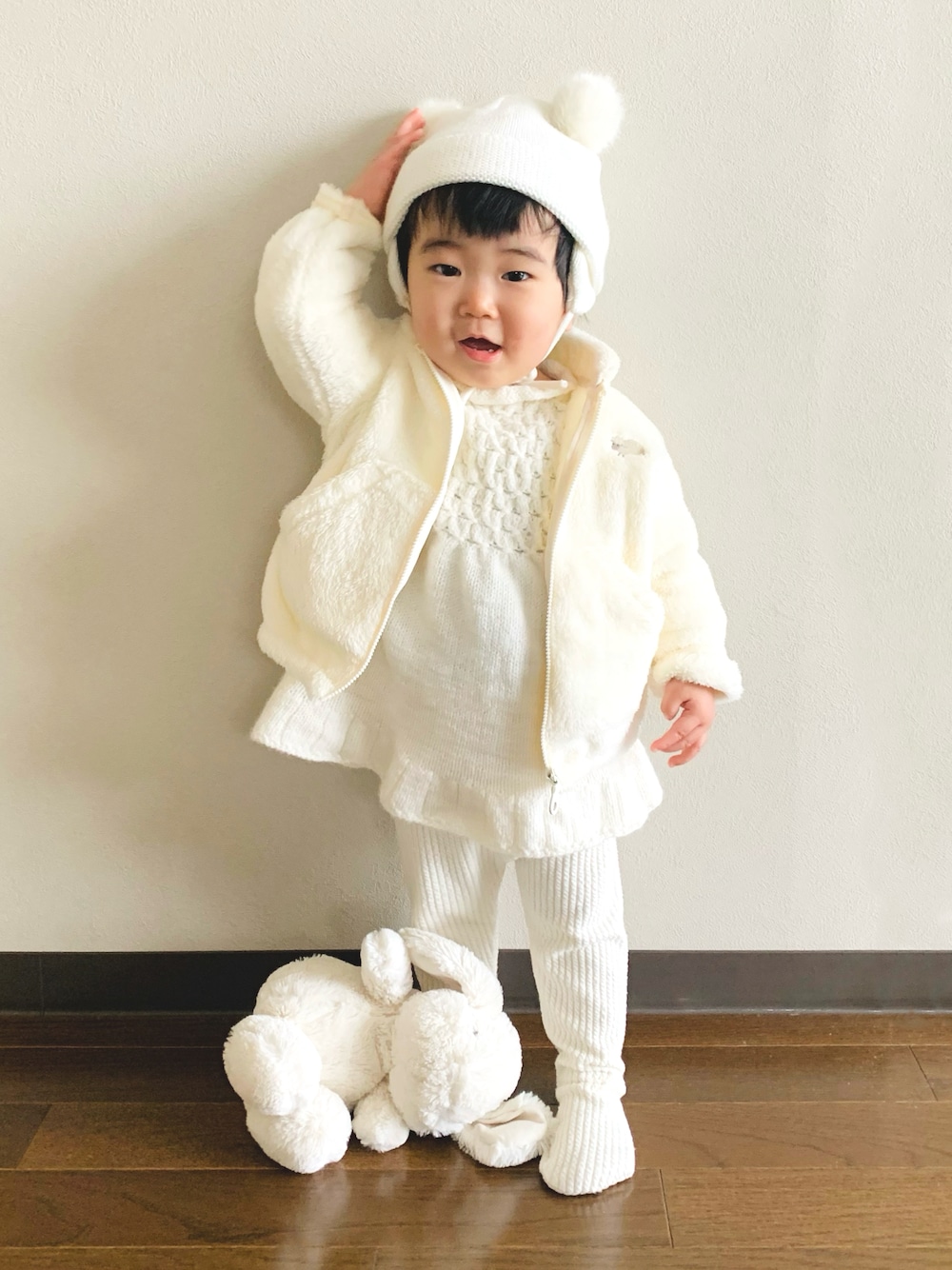 pom ponette」子供被布セット 犬とうさぎと月と星（白色） さびしい