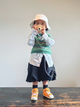 「アイテム（シューズ）」を使った、KOOOさん（キッズ・90cm）の秋コーディネート
