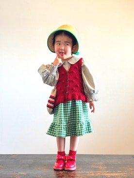 「Casselini（キャセリーニ）のアイテム」を使った、KOOOさん（キッズ・90cm）の春コーディネート