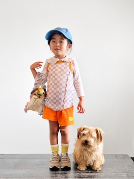 「pairmanon（ペアマノン）のアイテム」を使った、KOOOさん（キッズ・100cm）の秋コーディネート