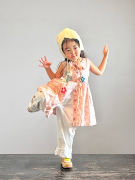 「CAMPER（カンペール）の[カンペール] DADDA FW / カジュアルシューズ（スニーカー、イエロー系）」を使った、KOOOさん（キッズ・90cm）の夏コーディネート