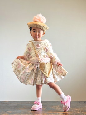 「Handmade（ハンドメイド）のアイテム」を使った、KOOOさん（キッズ・90cm）の春コーディネート