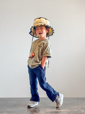 「アイテム（アクセサリー）」を使った、KOOOさん（キッズ・90cm）の秋コーディネート